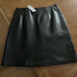 Cache Black 100% Leather Mini Skirt